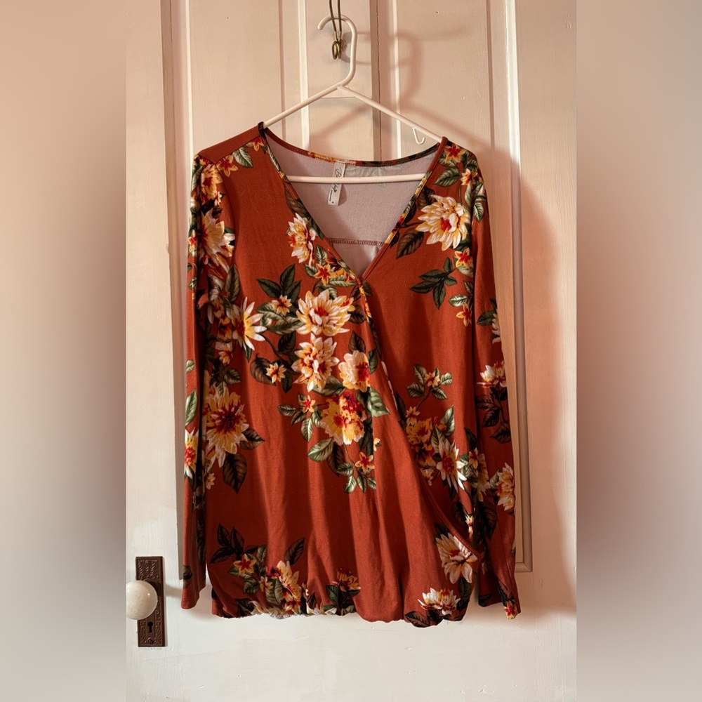 Floral V-Neck Wrap Top